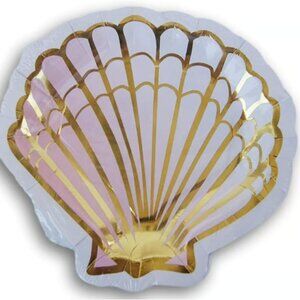3pks Disposable Cake Plates with Gold Foil Lining - Seashell - 8 Ct each Mermaid